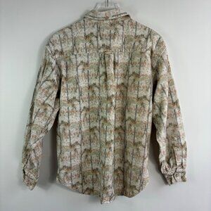 Vintage Mens flannel shirt L western print horse Territory Ahead USA cowboy soft